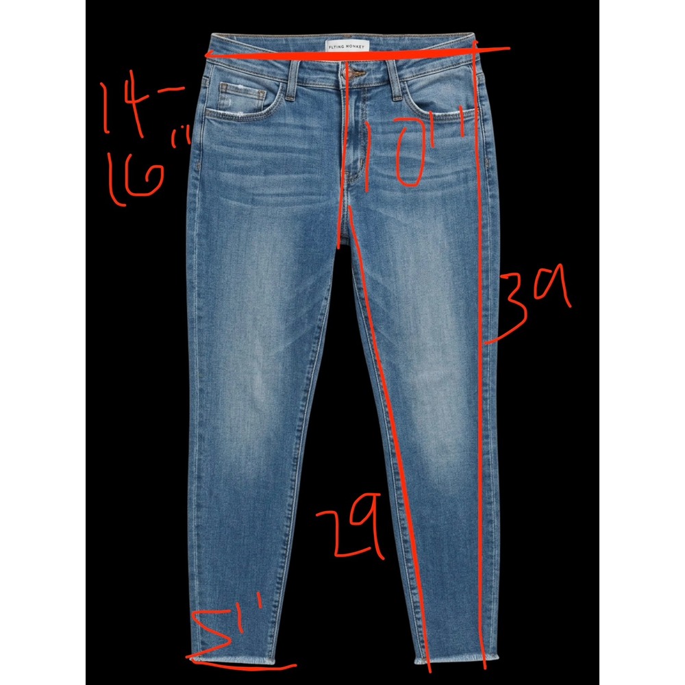 Flying Monkey High Rise Distressed Skinny Jeans Blue Raw Hem Y3043 Size 29 - Picture 12 of 13